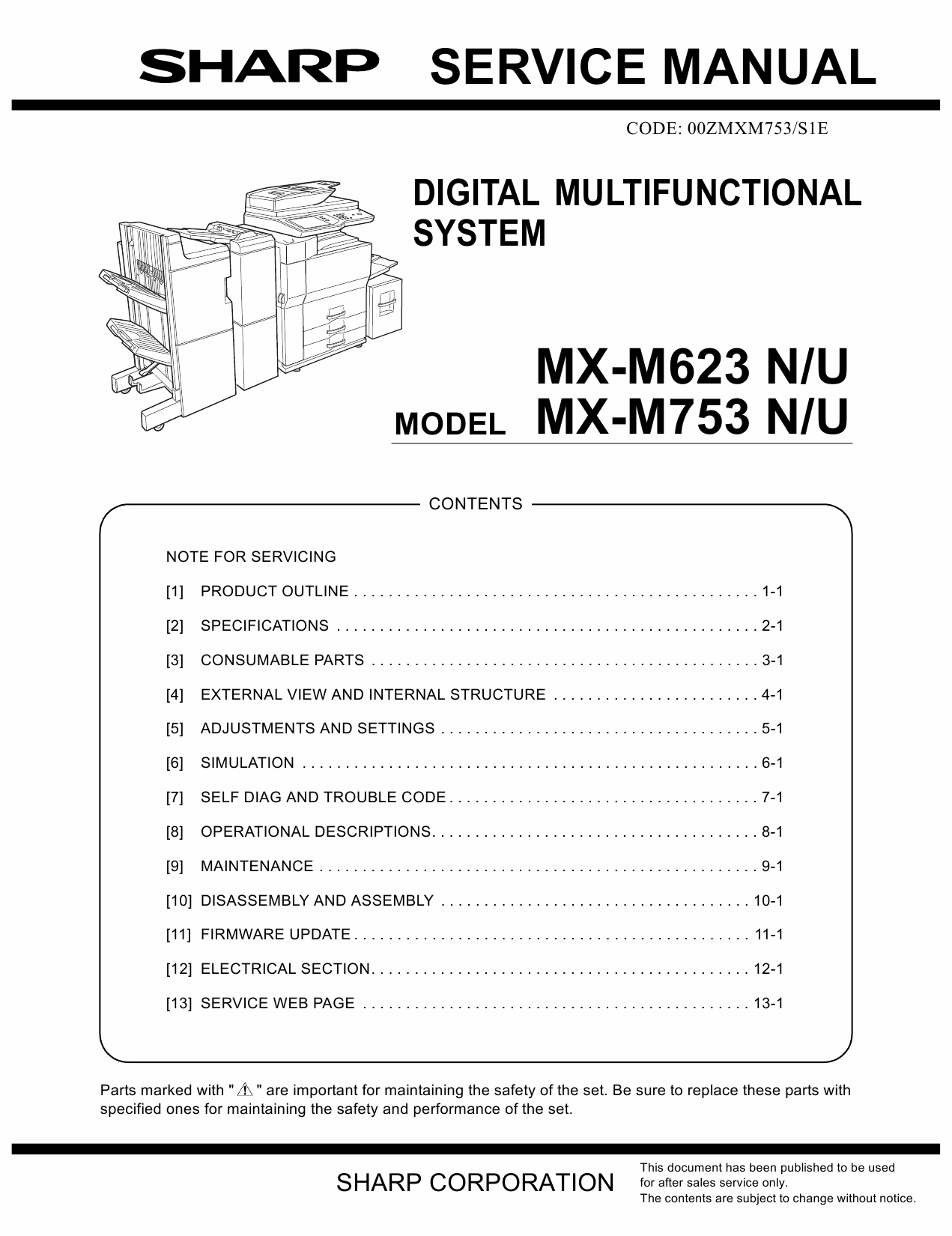 SHARP MX M623 M753 N U Service Manual-1